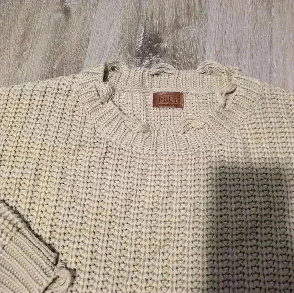 POL women's size large beige chunky oversized sweater - Picture 5 of 8